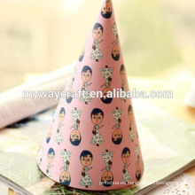 DIY papel partido sombrero interesante niña impresa papel feliz cumpleaños partido sombrero